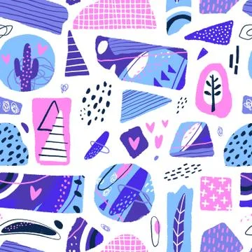 Abstract seamless pattern. Modern background with abstract figures, stripes and Stock Illustration