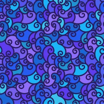 Abstract seamless pattern modern flat background with blue colored circular Stock Illustration