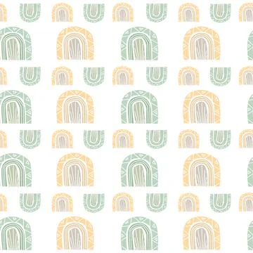 Abstract seamless pattern with modern print with rainbow in earthy pastel tone Stock Illustration