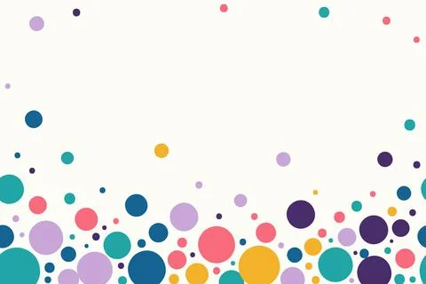 Abstract seamless pattern of multicolor falling confetti, vector polka dots.. Stock Illustration