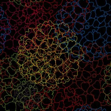 Abstract seamless pattern with multicolor flowers, design element Stock Illustration