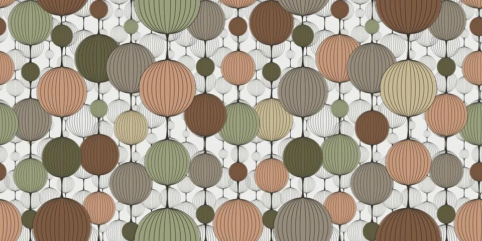 Abstract seamless pattern. Multicolored Intertwined garlands, Chinese lanterns Stock Illustration