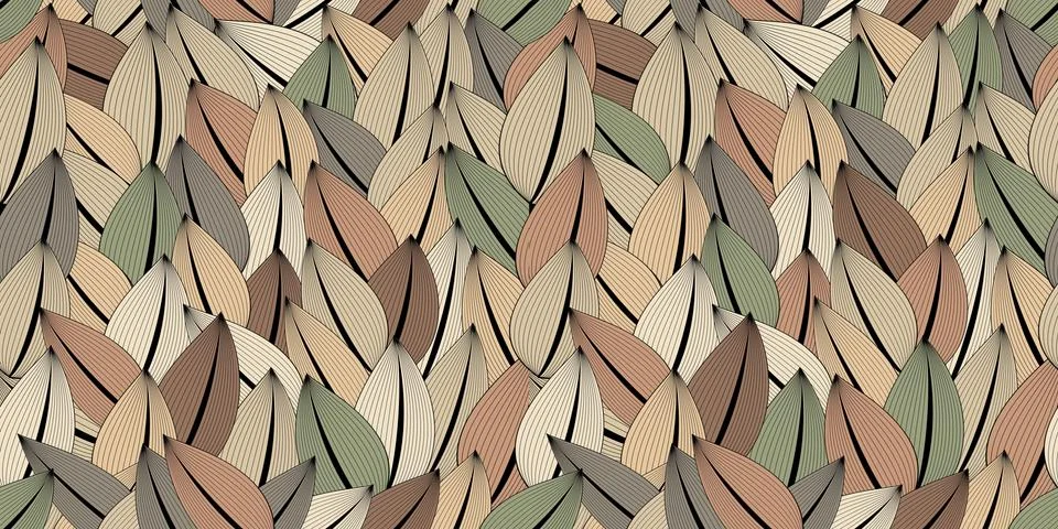 Abstract seamless pattern. Multicolored leaves, hedges. Trendy colors for Stock Illustration