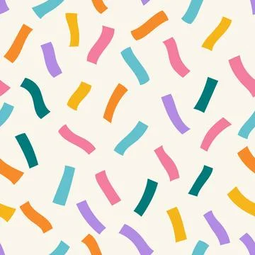 Abstract seamless pattern of multicolored short chaotic wavy stripes, hand .. Stock Illustration