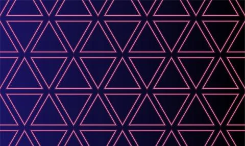 Abstract seamless pattern with neon glowing triangles sign background. Neon T Illustrazione stock