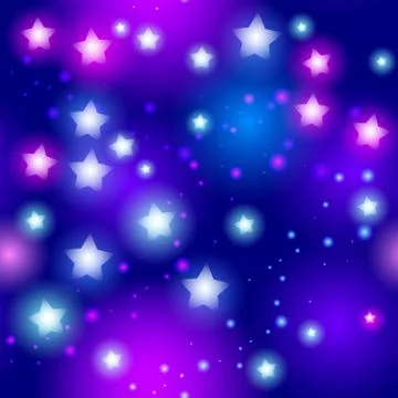 Abstract seamless pattern with neon star on black background. Vector 스톡 일러스트