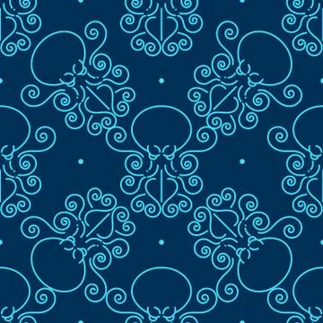Abstract Seamless Pattern With Octopuses. Illustration Can Be Copied Without  Illustrazione stock