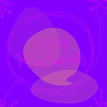 Abstract Seamless pattern of one continuous line Spider and Happy Halloween t Stock Illustration
