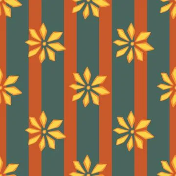 Abstract seamless pattern with orange bright flowers carnation silhouettes. S Stock Illustration