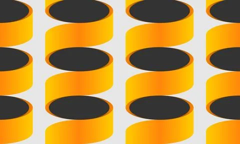 Abstract seamless pattern with orange curved ribbons and gray circles, crea.. 库存插图