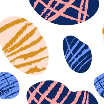 Abstract seamless pattern with organic shapes in dark blue, gold yellow and Illustrazione stock