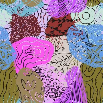 Abstract seamless pattern, organic shapes, texture spots, collage. Vector Stock Illustration