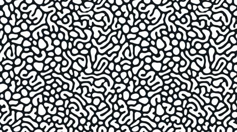 Abstract seamless pattern with organic white shapes on black background for.. Stock Illustration