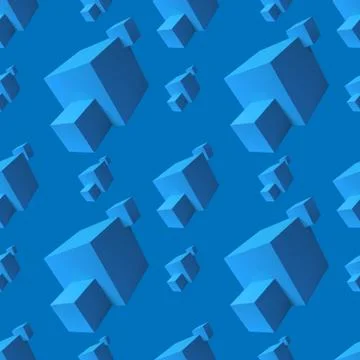 Abstract seamless pattern with overlapping blue cubes Illustrazione stock