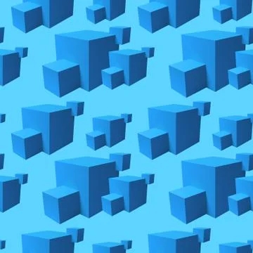 Abstract seamless pattern with overlapping blue cubes Illustrazione stock