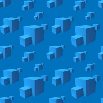 Abstract seamless pattern with overlapping blue cubes Illustrazione stock