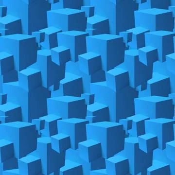 Abstract seamless pattern with overlapping blue cubes Stock Illustration