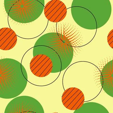 Abstract seamless pattern with overlapping circles with dots and outline イラスト素材