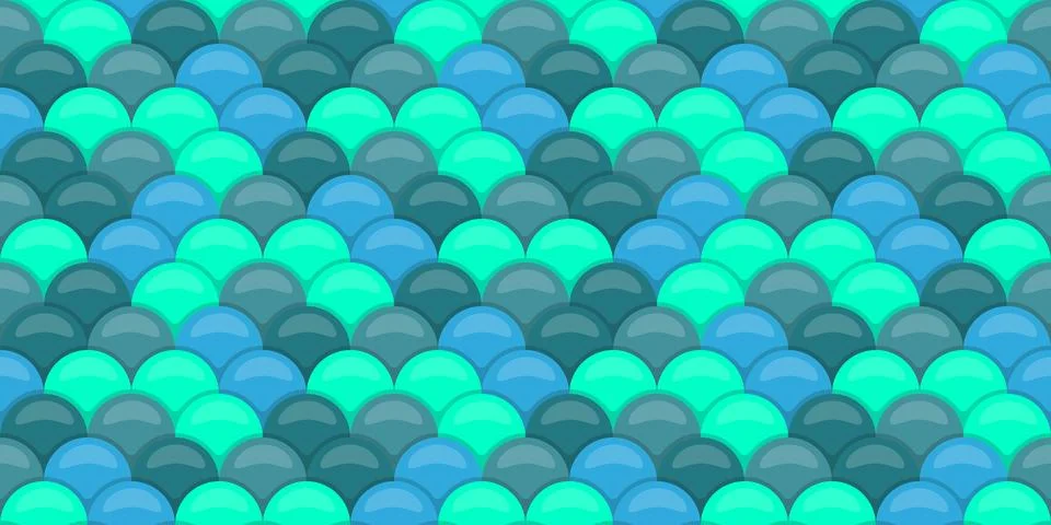 Abstract seamless pattern of overlapping teal and turquoise scales.  Perfect  Stock Illustration