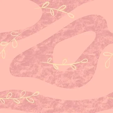 Abstract seamless pattern in pastel pink colors and yellow leaves Stock Illustration
