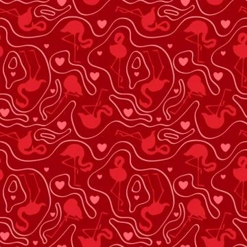 Abstract seamless pattern with pink flamingo Stock Illustration