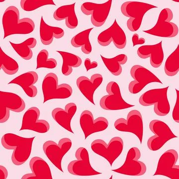 Abstract seamless pattern with pink hearts. Vector illustration 스톡 일러스트