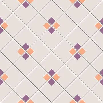 Abstract seamless pattern of pink rhombuses with purple square inside, vector Stock Illustration
