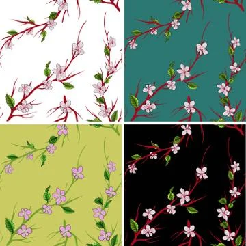 Abstract seamless pattern with pink sakura on background for decorative desig Stock Illustration