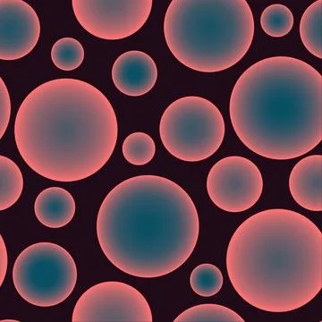 Abstract seamless pattern with pink voluminous different balls on burgundy. Stock-Illustration