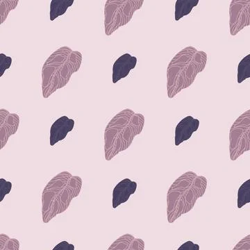 Abstract seamless pattern with purple colored leaves ornament. Nature botanic Illustrazione stock