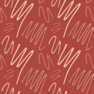 Abstract Seamless Pattern With Red Background and Curved Line Illustrations Illustrazione stock