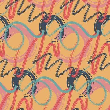 Abstract seamless pattern, red blue yellow brush stroke with paint. Design fo イラスト素材