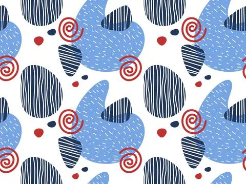 Abstract seamless pattern. Red blue creative artistic template. Minimal Stock Illustration