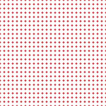 Abstract seamless pattern with red crosses on white background. Modern Swiss  Stock Illustration