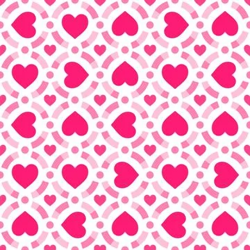 Abstract seamless pattern with red hearts on white background. Stock Illustration