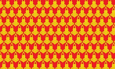 Abstract seamless pattern with red hearts and red-yellow flowers in vintage deco Stock Illustration