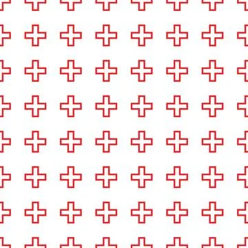 Abstract seamless pattern with red outline crosses on white background. Moder 스톡 일러스트