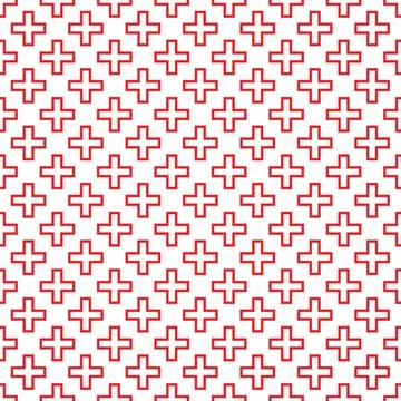 Abstract seamless pattern with red outline crosses on white background. Moder Illustrazione stock