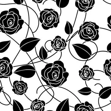 Abstract seamless pattern with roses. Beautiful blossoming hand drawn flower イラスト素材