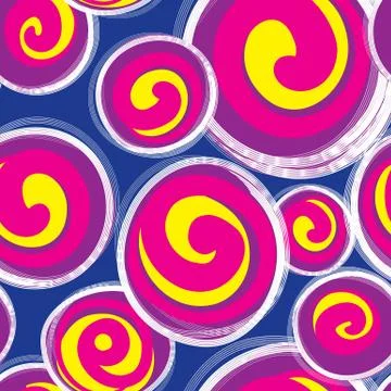 Abstract seamless pattern with round shape forms in retro style Stock Illustration