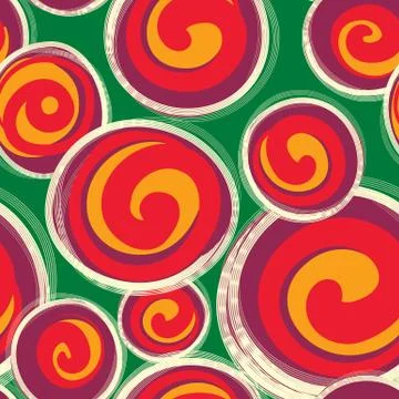 Abstract seamless pattern with round shape forms in retro style Stock Illustration