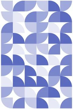 Abstract seamless pattern with rounded geometric shapes in soft blue and Stock Illustration