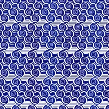 Abstract seamless pattern. Seamless wave vector background. Blue and white te Stock Illustration
