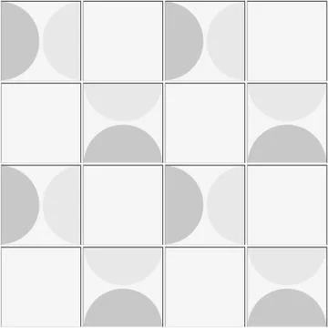Abstract seamless pattern, semicircle light gray ceramic tiles vector illustr Stock Illustration