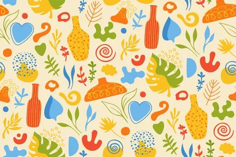 Abstract seamless pattern shape ceramic pot object boundless texture vase Stock Illustration