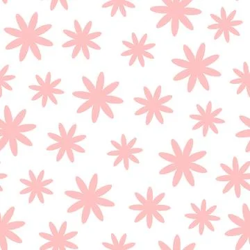 Abstract seamless pattern in shapes of flower in flat retro style. Design for Stock Illustration