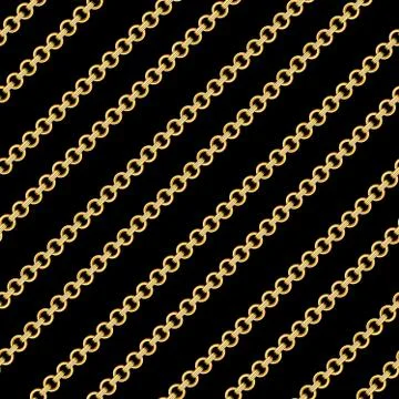 Abstract seamless pattern with shiny gold chains on black background for fabric. Stock Illustration