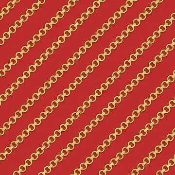 Abstract seamless pattern with shiny gold chains on red background for fabric. T Stock Illustration