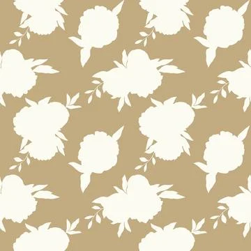 Abstract seamless pattern with silhouettes of flowers and twigs. Vector Stock Illustration