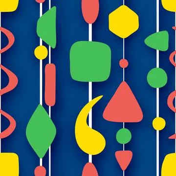 Abstract Seamless Pattern with Simple Geometrical Forms Illustrazione stock